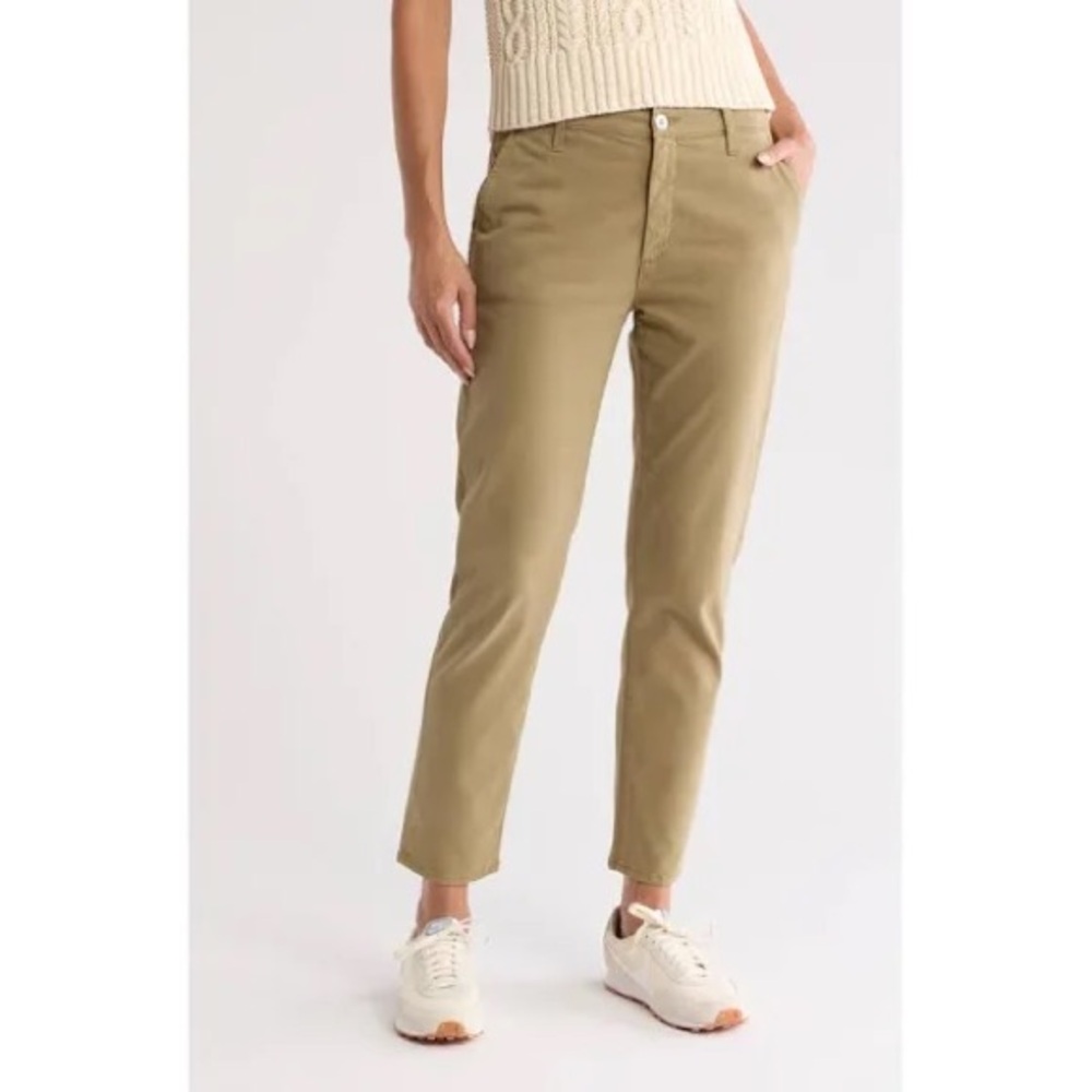 AG Adriano Goldschmied The Caden Crop Twill Tailored Trouser Khaki 30 R